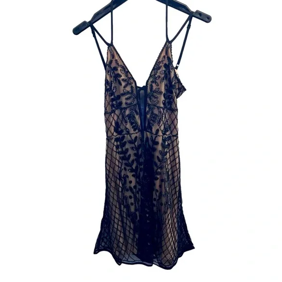raga beaded dress Rosette Bugle Bead Column Gown main image 0